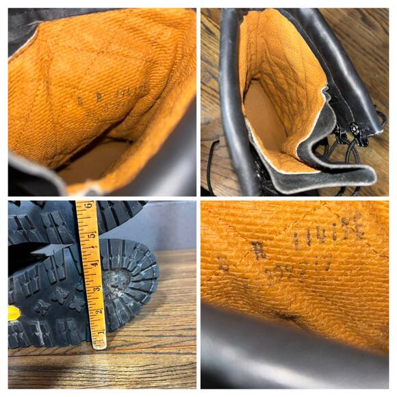 Men’s Black Leather Combat Work Boots Vibram Sole Insulated Lined Steel Toe 8R - Picture 8 of 8